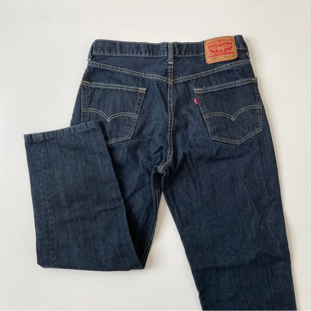 Levi's 550™ Relaxed Fit Straight Leg Baggy Dark Stonewash Jeans, Size 34 30